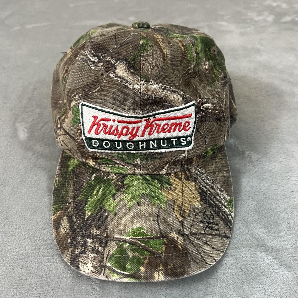 Krispy Kreme Hat Cap Strap Back One Size Brown Realtree Camo Embroidered Mens